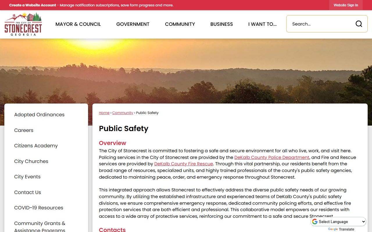 Stonecrest background check through Stonecrest Public Safety