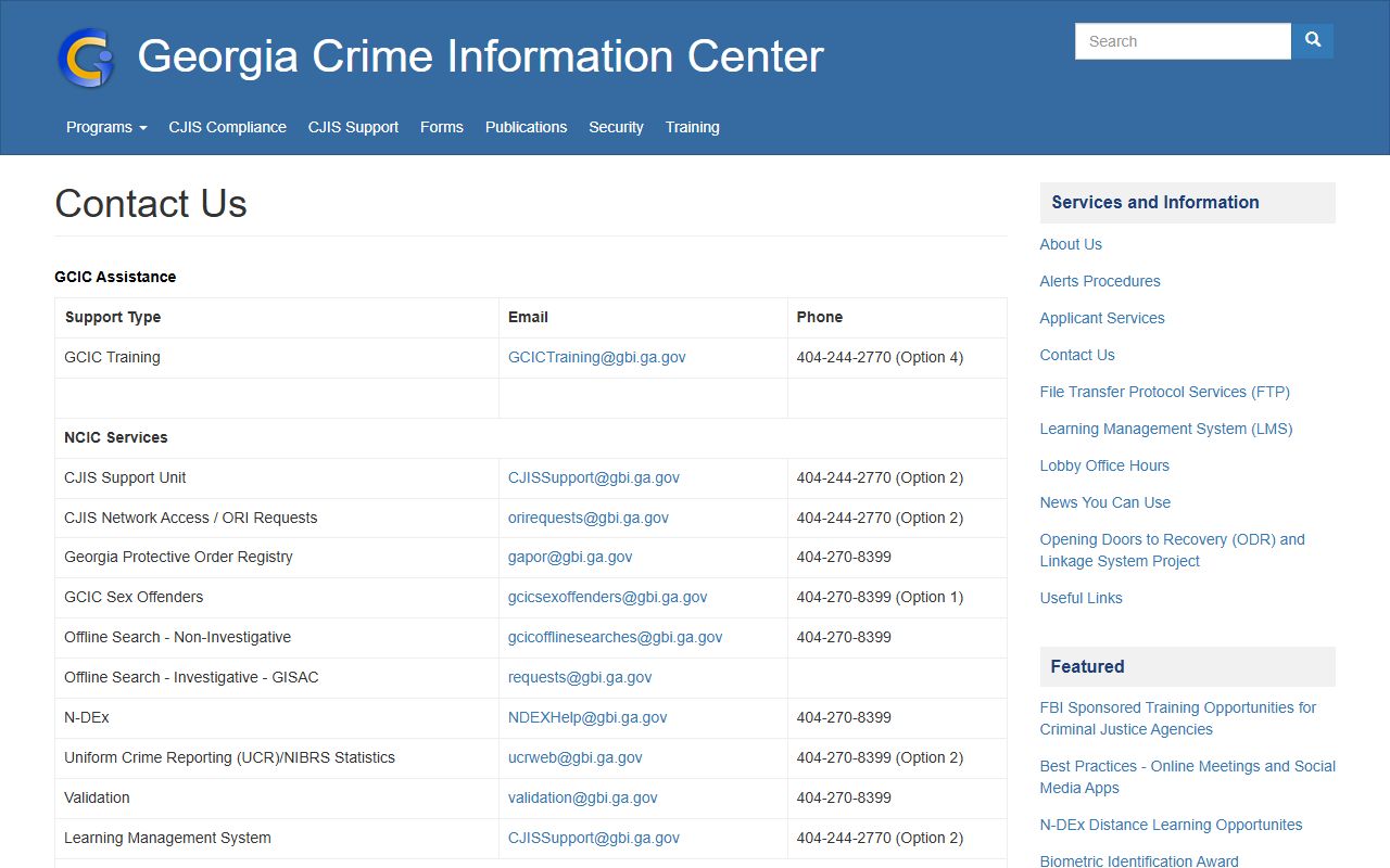 GCIC contact information for Georgia background check requests