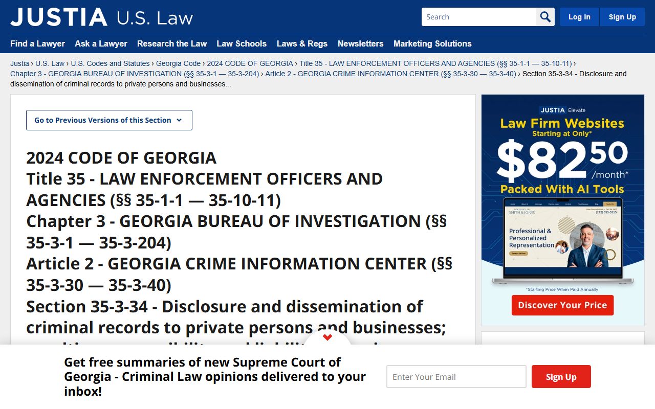 O.C.G.A. 35-3-34 disclosure rules for Georgia background checks