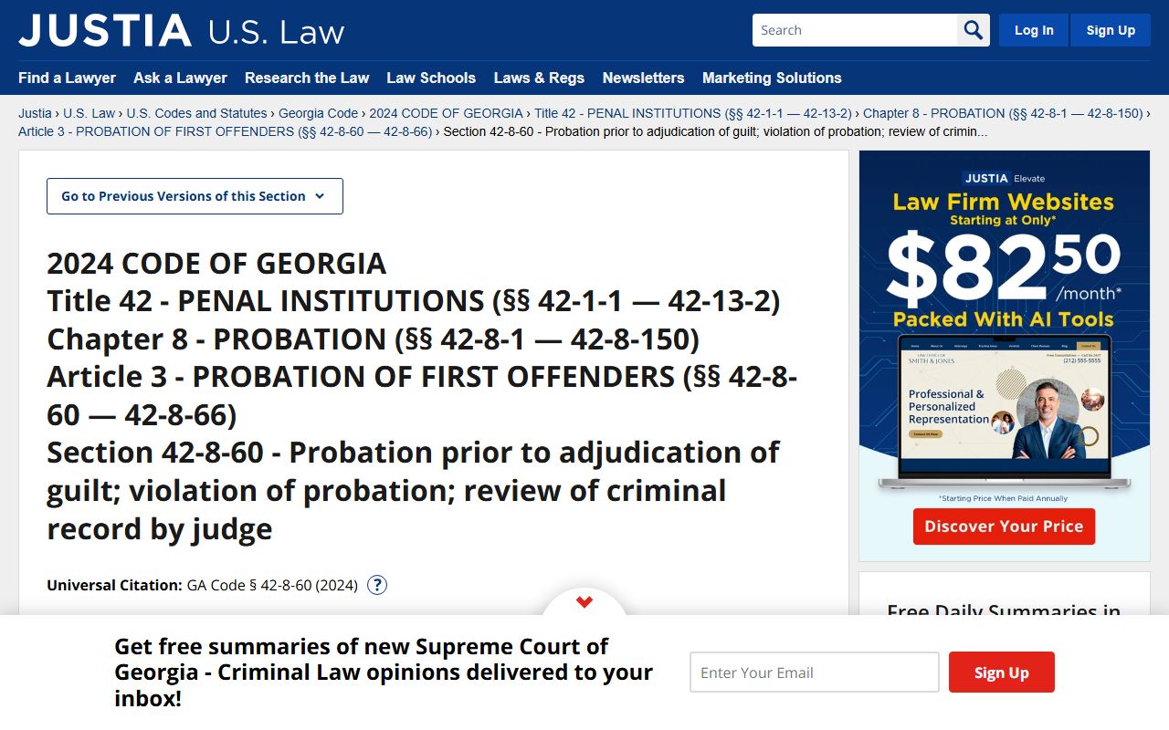 O.C.G.A. 42-8-60 First Offender Act affecting Georgia background checks
